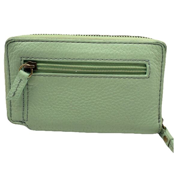 FOSSIL Mint Green Pebbled Leather Zip Around Small Wallet - Picture 2 of 6